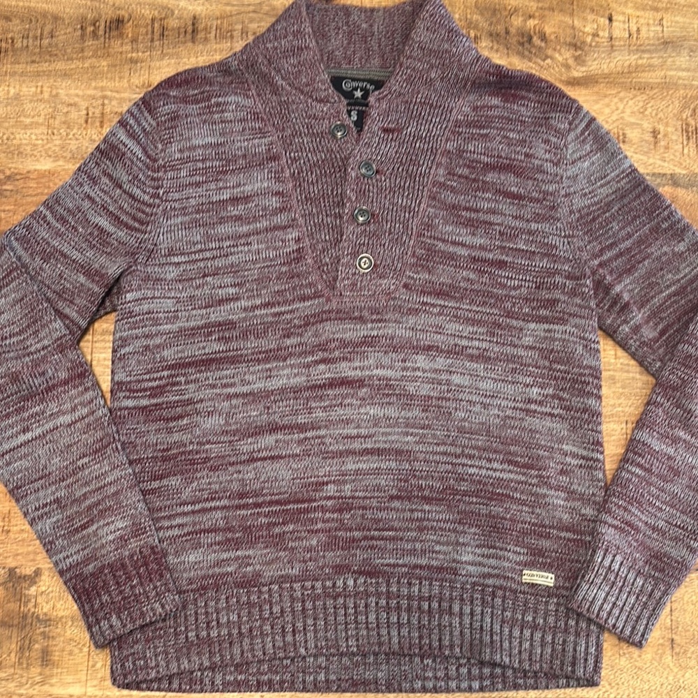 Gray and Burgundy Men's Sweater